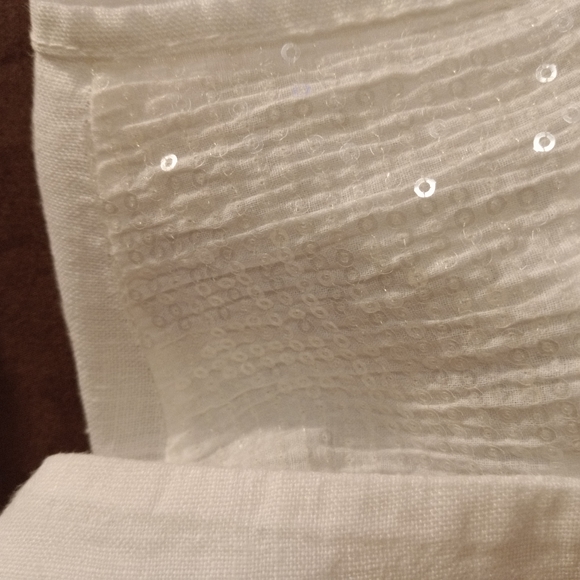 Francesca Bettini Linen Sleeveless Button Up Top SZ Large w/ Sequined detail - Picture 9 of 11